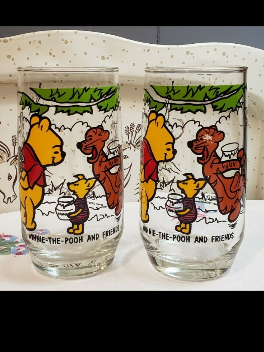 Set Of Two (2) Vintage Sears Winnie The Pooh & Friends Drinking Glasses